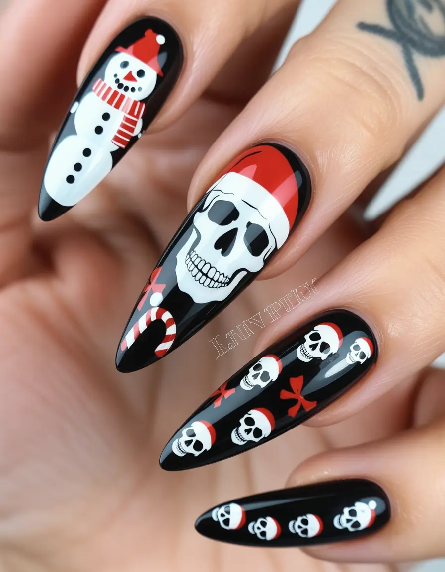 christmas-nail-design-Nightmare-Before-Christmas-Glam