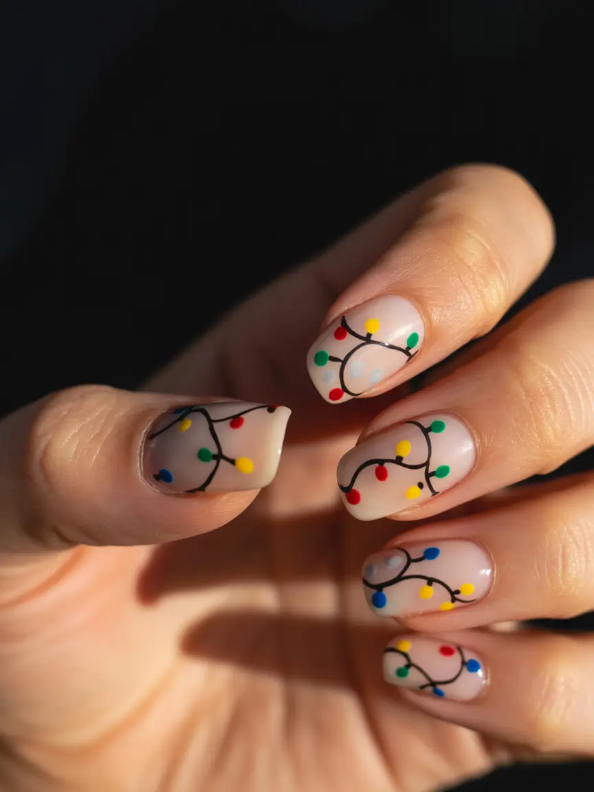christmas-nail-design-Twinkle-Lights-Minimalism