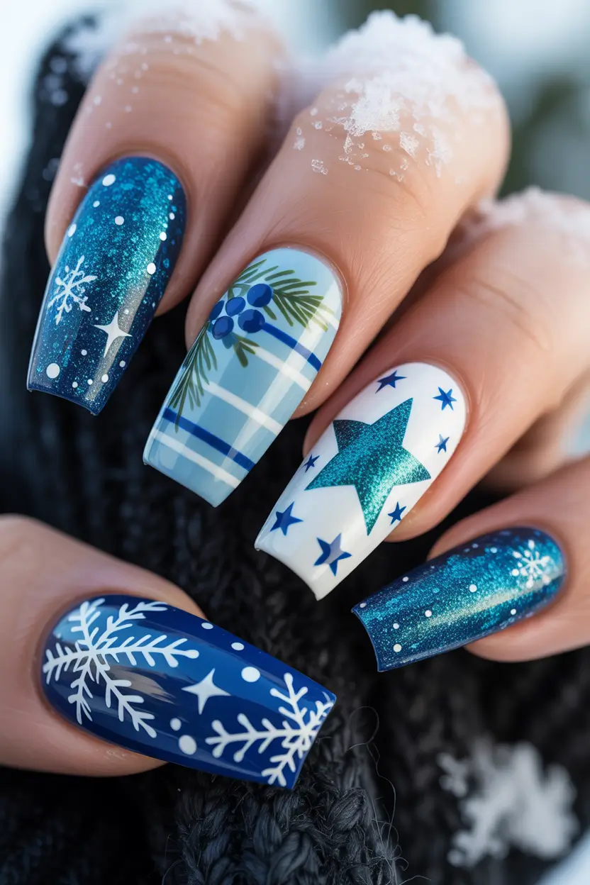 christmas-nail-design-Frozen-Midnight-Blue