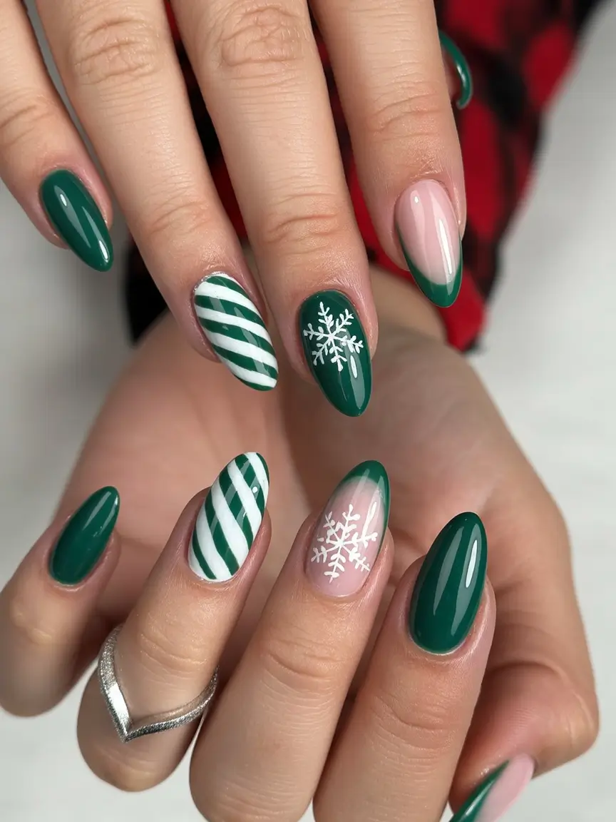 christmas-nails-acrylic-Evergreen-Frost