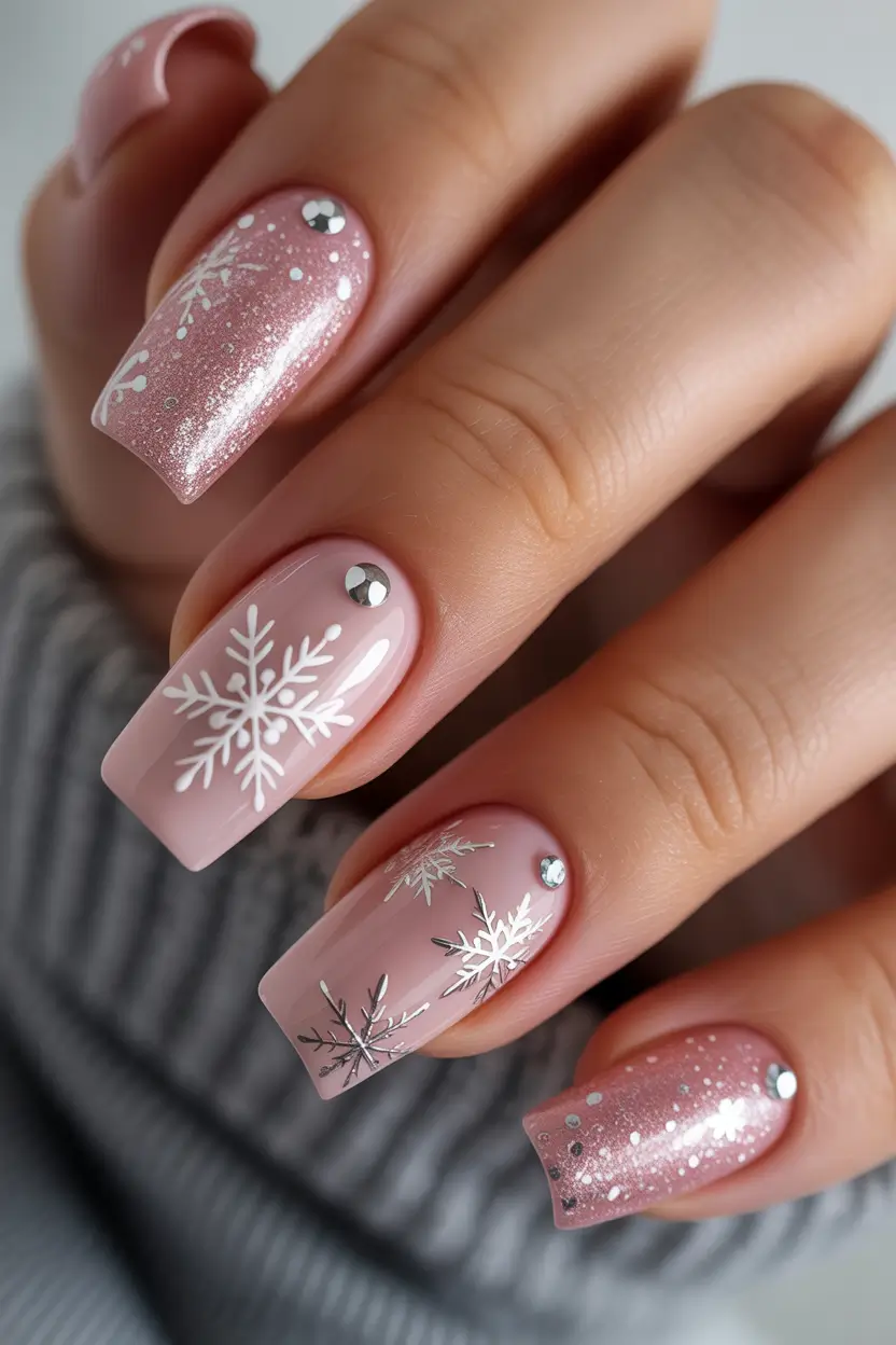 christmas-nails-acrylic-Blush-Frost-Elegance