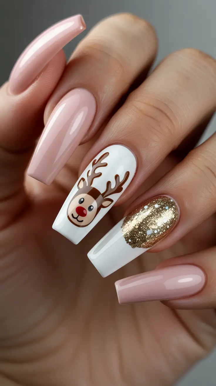 christmas-nails-acrylic-Rudolphs-Golden-Glow