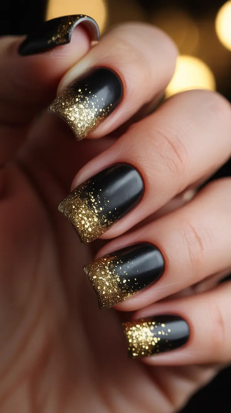 christmas-nails-acrylic-Golden-Midnight-French