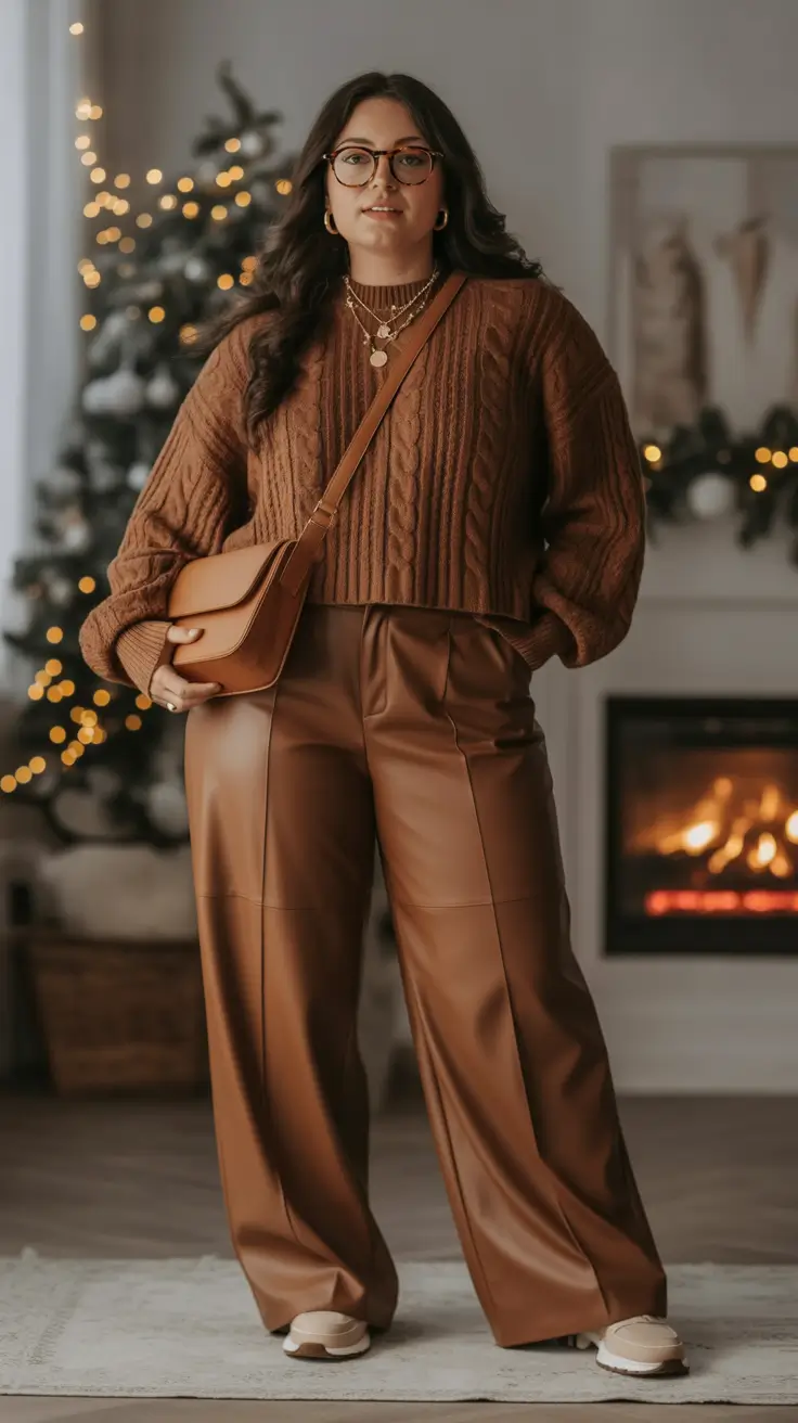 christmas outfit Cocoa Leather and Knit Harmony