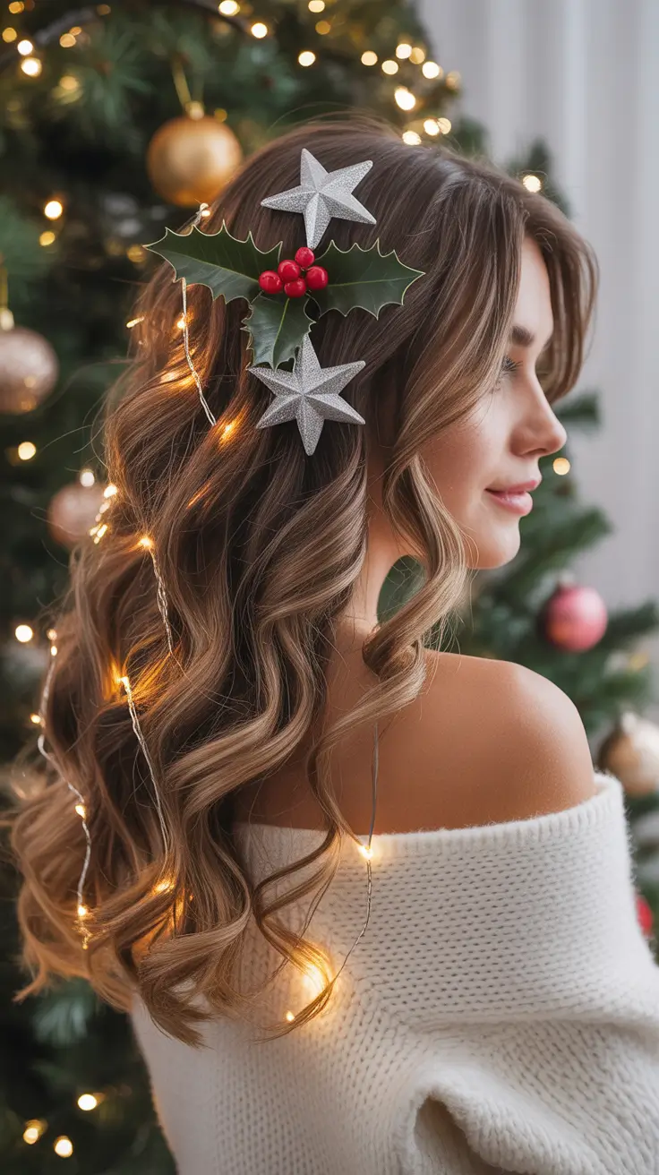 christmas party hairstyles twinkling holly waves