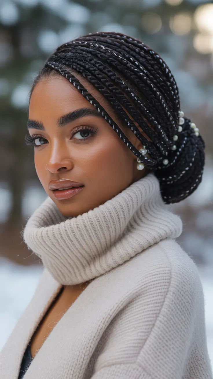 christmas party hairstyles elegant pearl braided bun