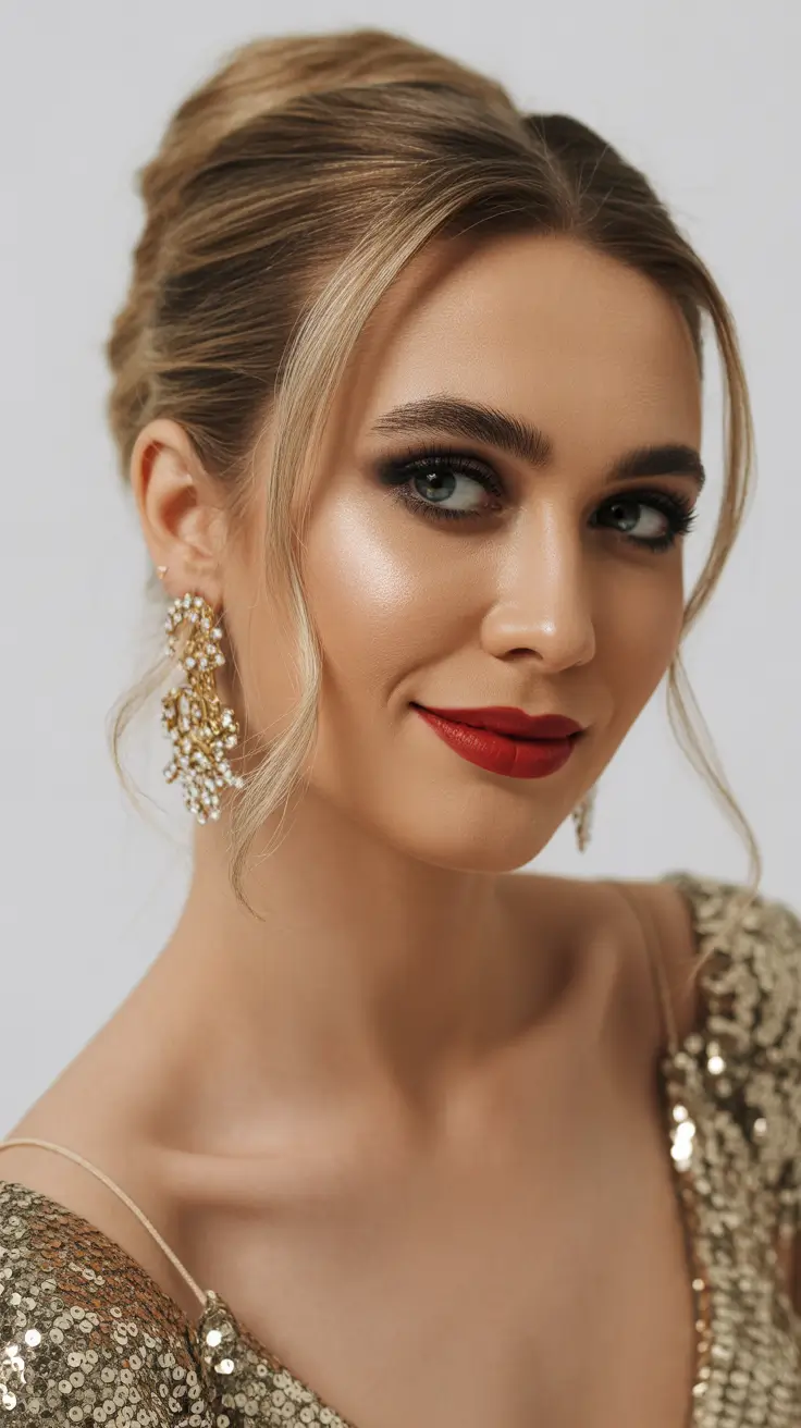 christmas party hairstyles golden goddess twist bun