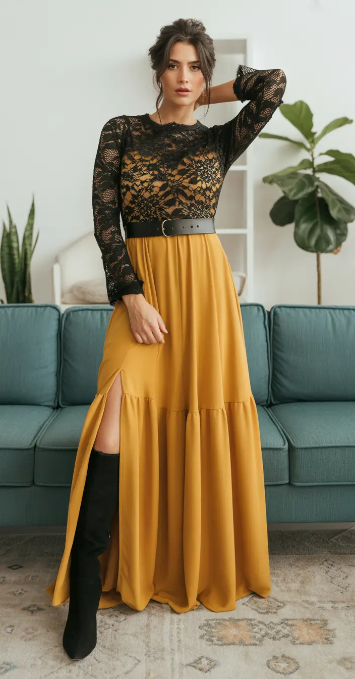 christmas party outfits Lace and Mustard Drama