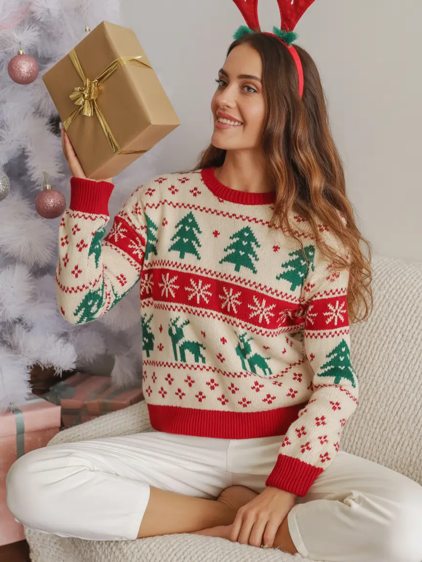 christmas party outfits Classic Red and Cream Cheer