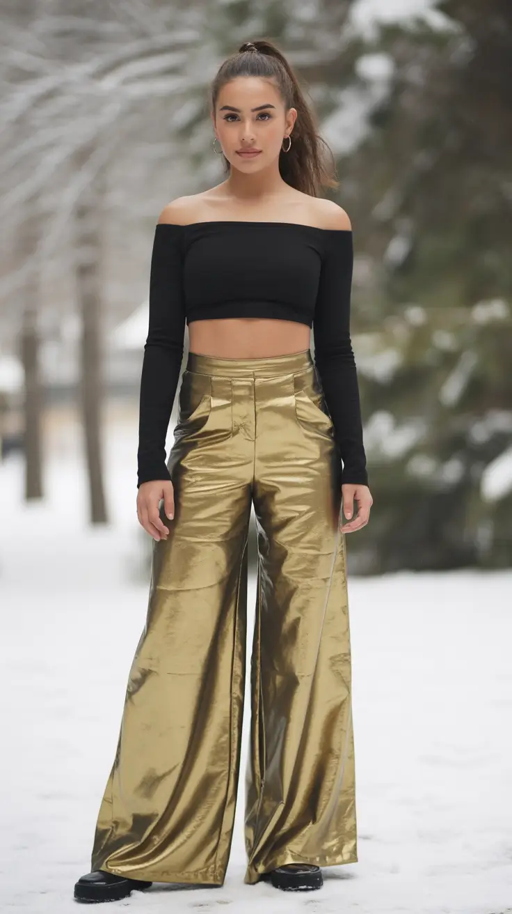 christmas party outfits Golden Winter Glam