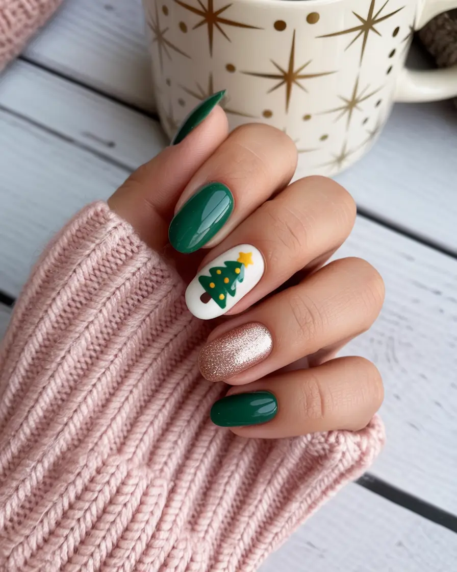 christmas tree nails Cozy Cabin Christmas