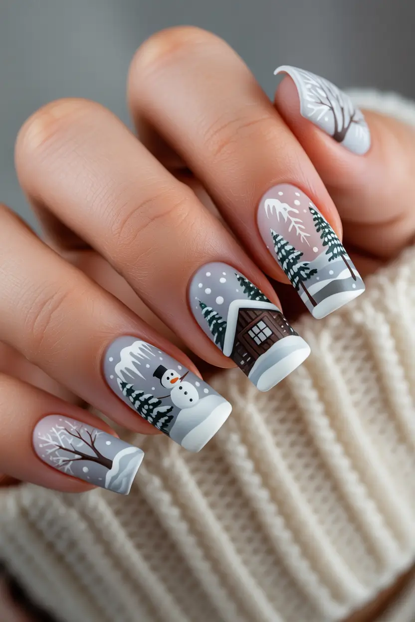 christmas tree nails Snowfall Cottage Fantasy