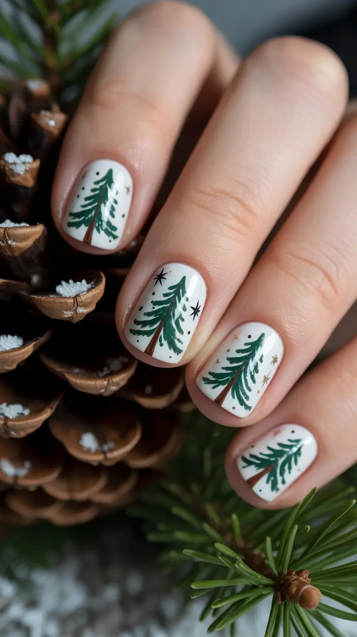 christmas tree nails Evergreen Whispers on a Winter Canvas