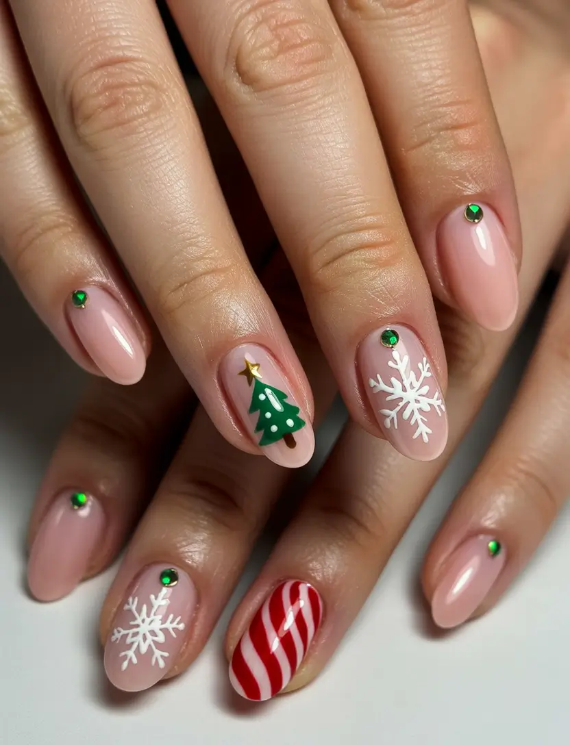 christmas tree nails Candy Cane Whimsy