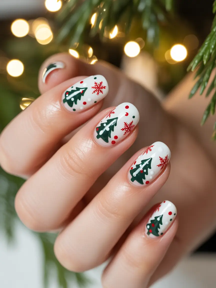 christmas tree nails Festive Forest Confetti