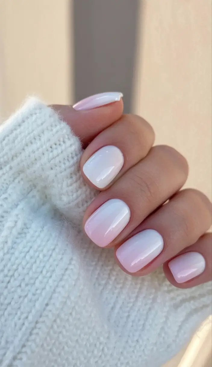 classy winter nails Milky White Simplicity