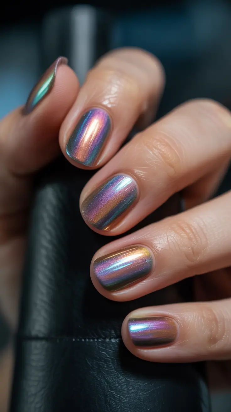classy winter nails Multichrome Winter Aurora
