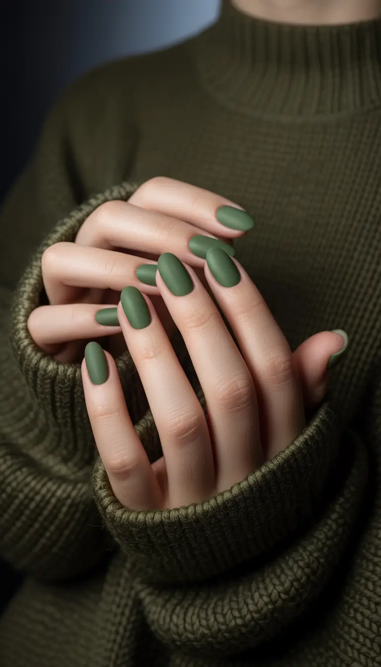 classy winter nails Evergreen Serenity