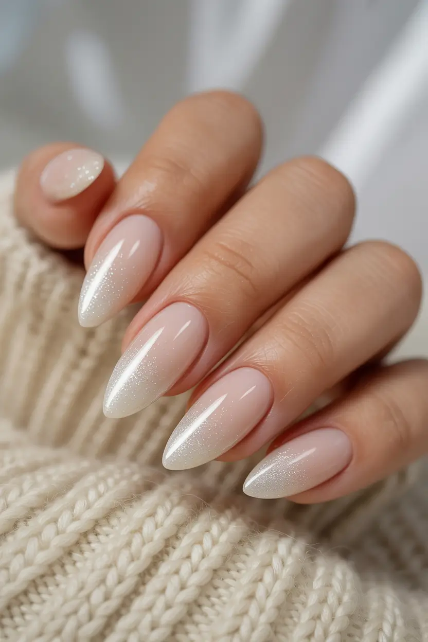 classy winter nails Snow-Kissed Ombre Elegance