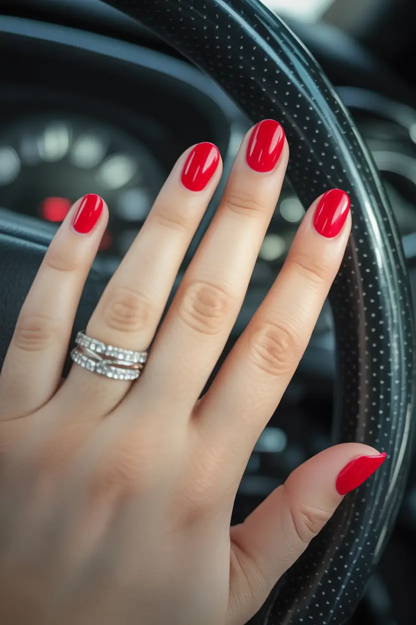classy winter nails Classic Red Confidence