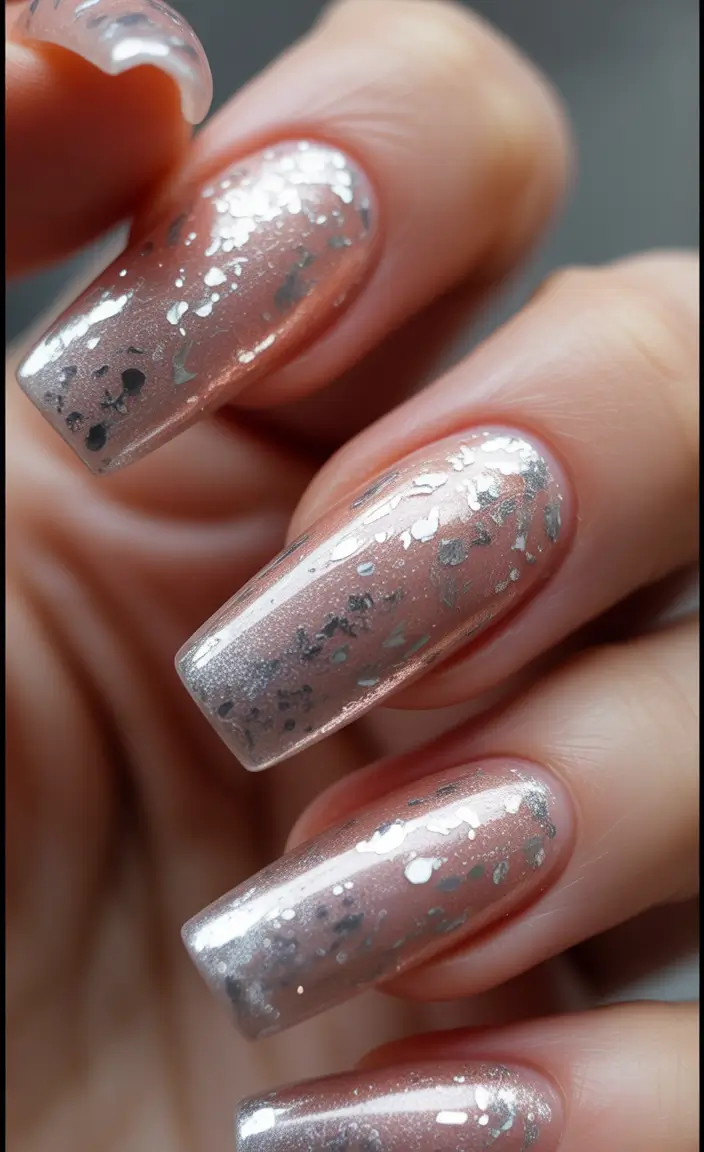 classy winter nails Silver Flake Shimmer
