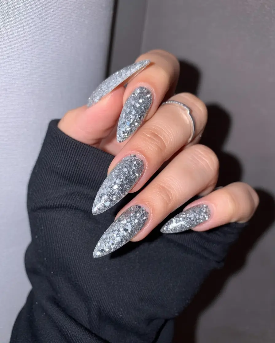 classy winter nails Full Frost Glam