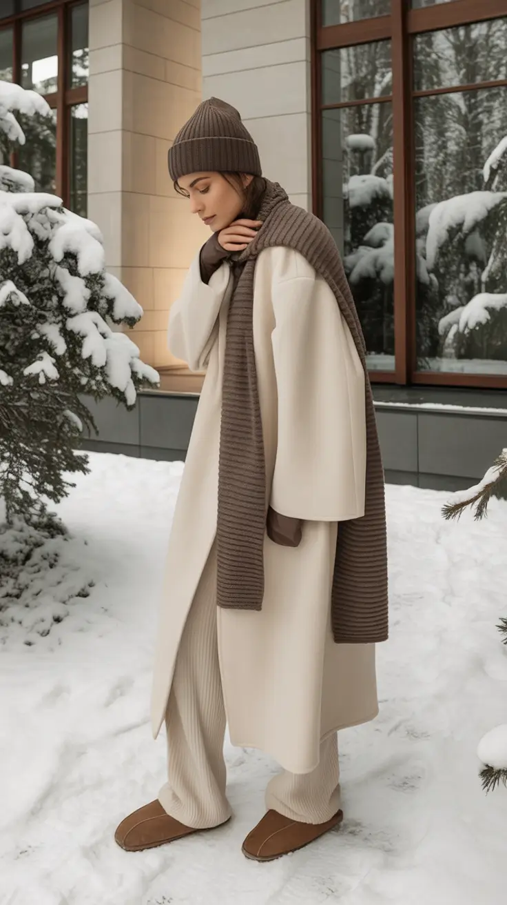 cozy winter outfits Monochrome Lounge Elegance