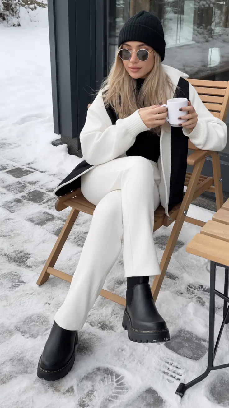 cozy winter outfits Monochrome Black and White Contrast