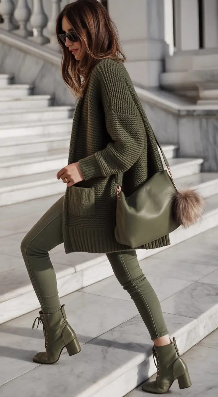 cozy winter outfits All-Over Olive Green