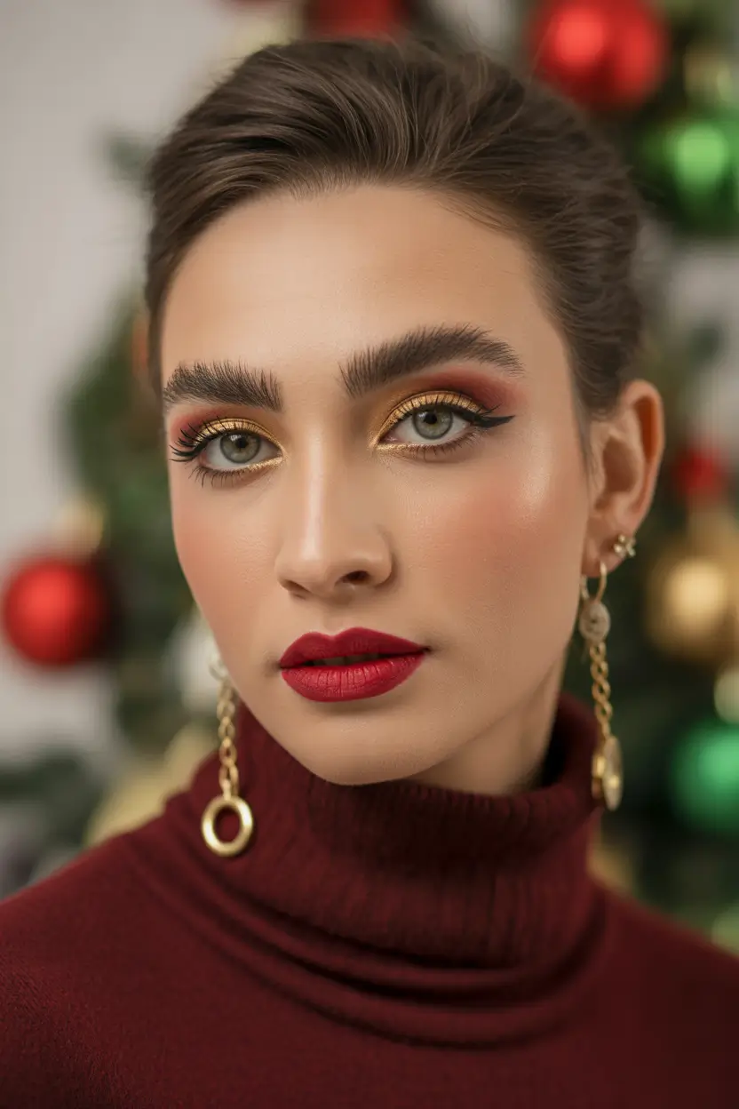 cute winter hairstyles Polished Low Sweep with Holiday Glam