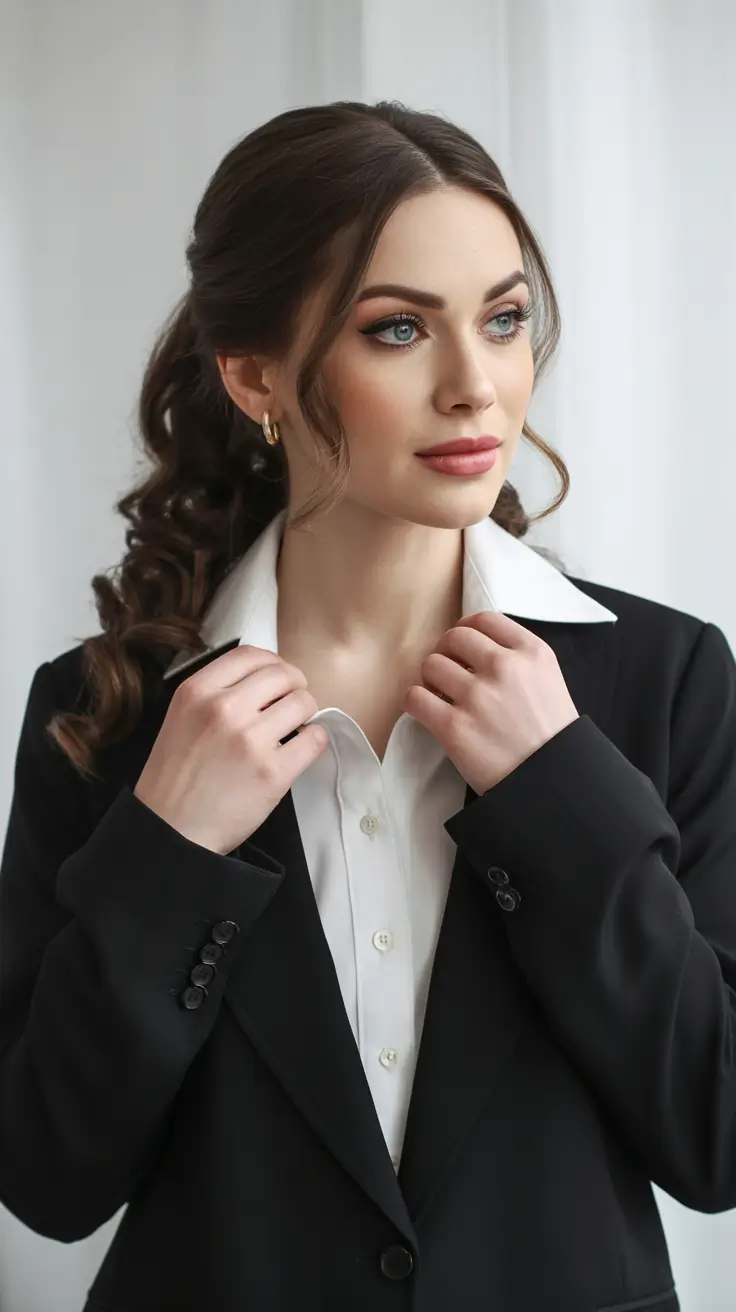 cute winter hairstyles Soft Half-Up Curled Ponytail