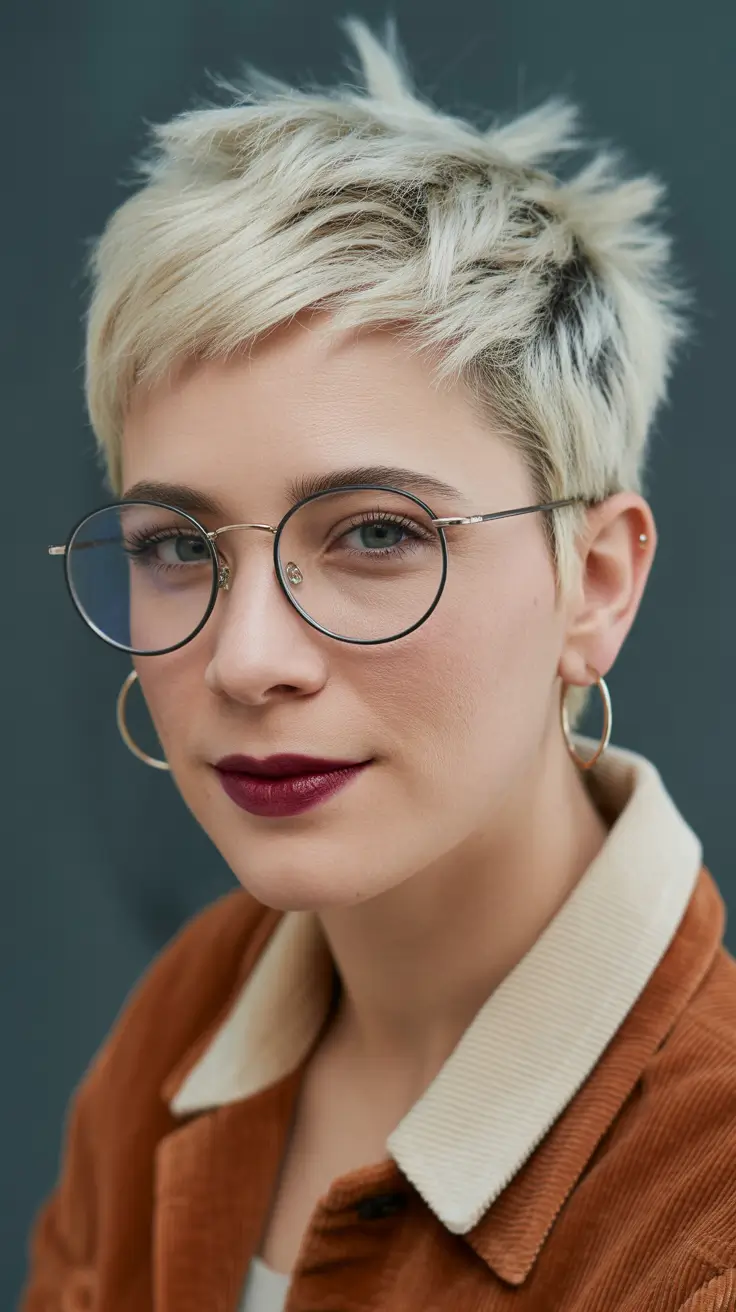 cute winter hairstyles Pixie Cut with Cool Platinum Texture