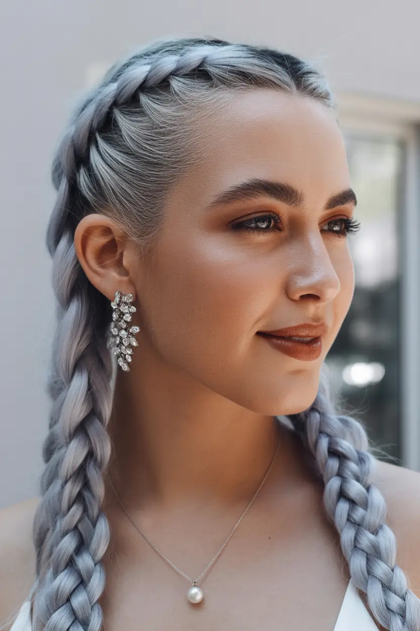 cute winter hairstyles Frosted Dutch Braids