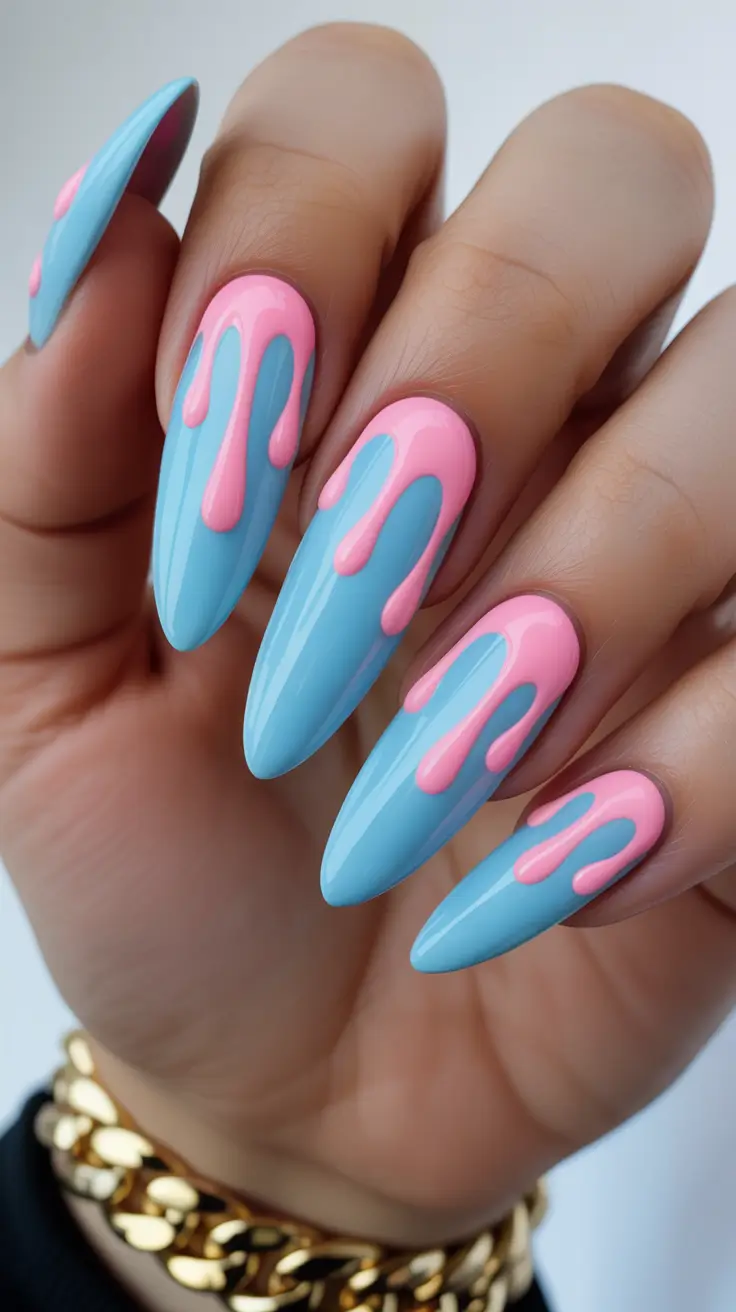 cute winter nails Frosted Candy Drip