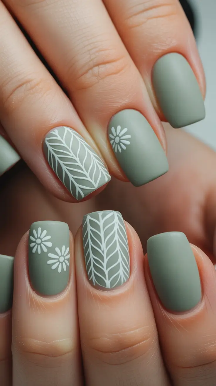 cute winter nails Matte Olive Whispers