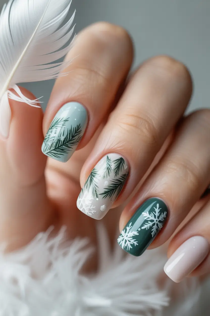 cute winter nails Frosted Evergreen