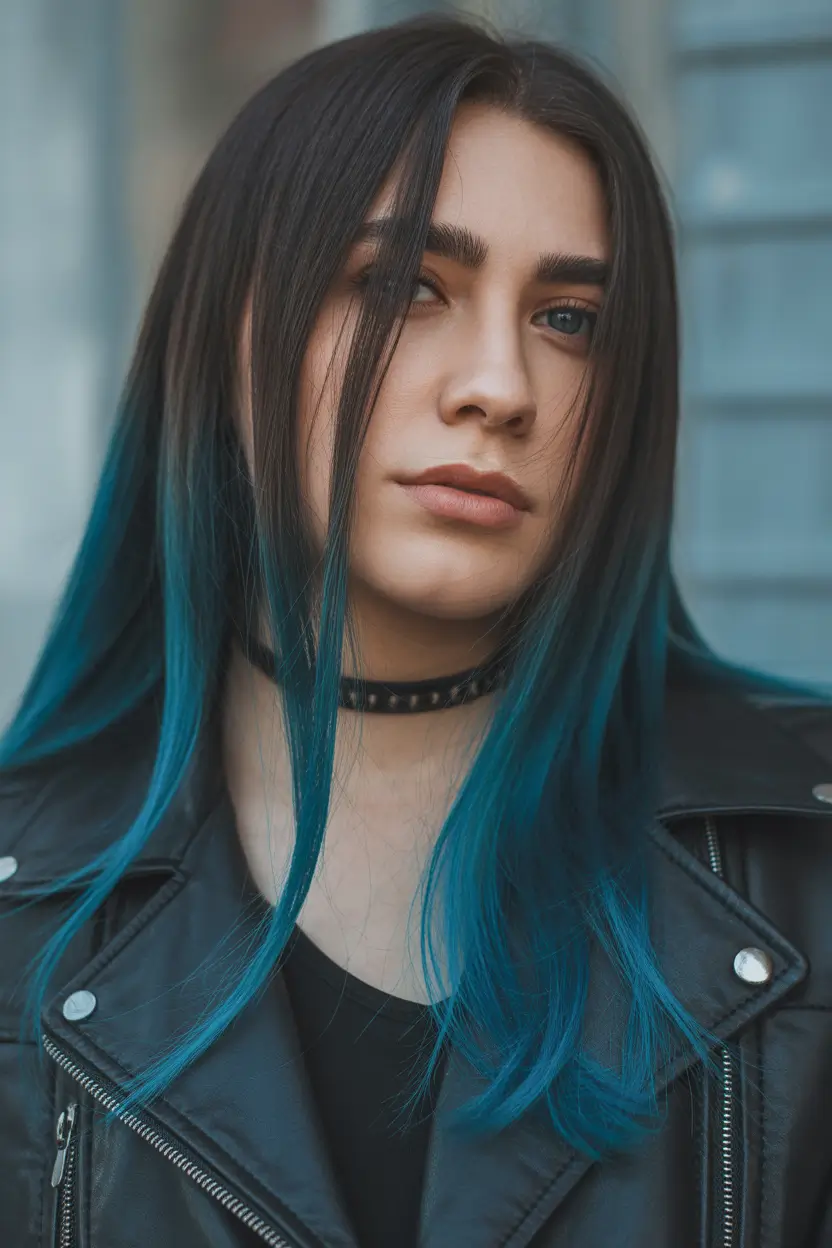 Dark Winter Hair Color Electric Blue Midnight Layers