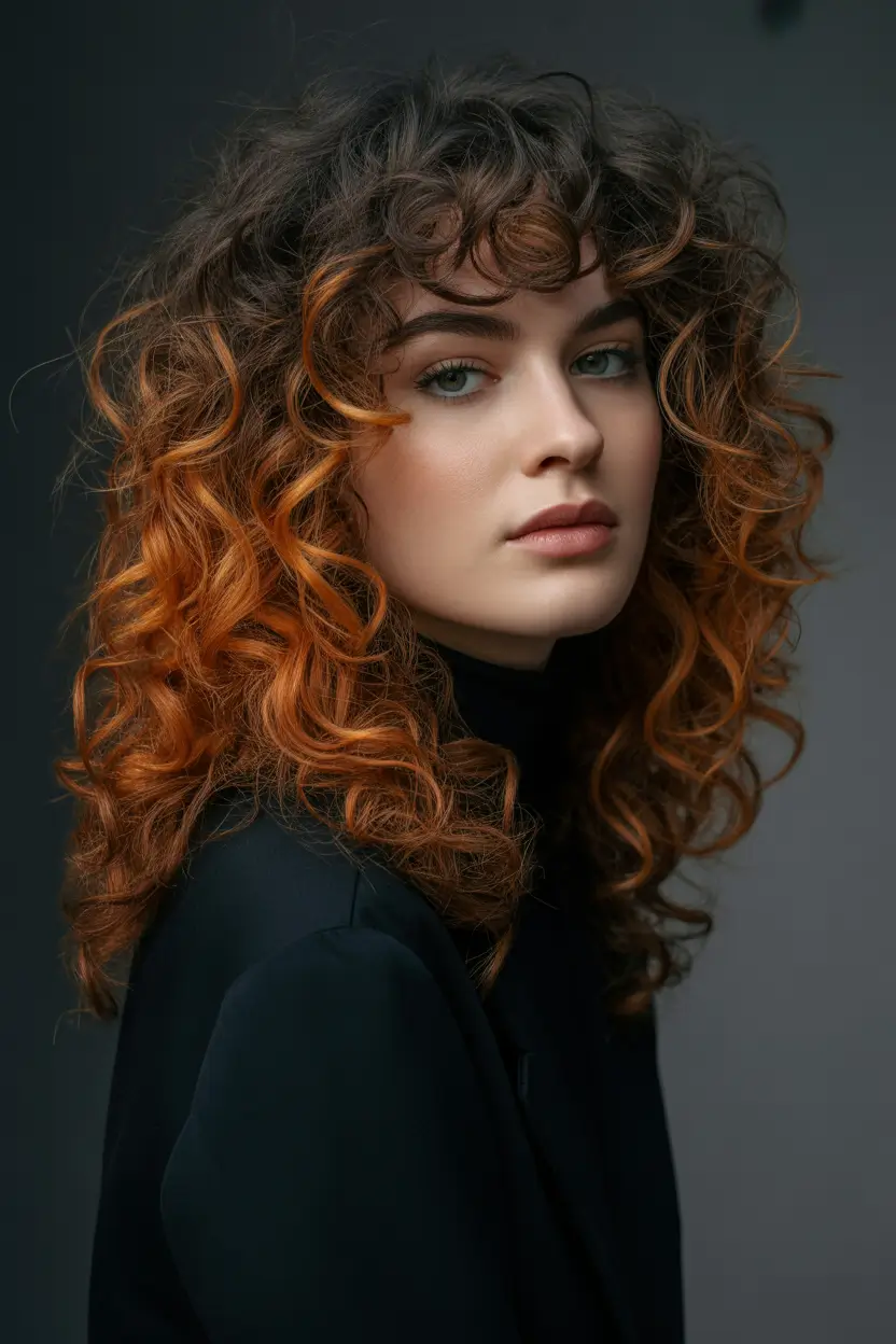 Dark Winter Hair Color Caramel Flame Curls