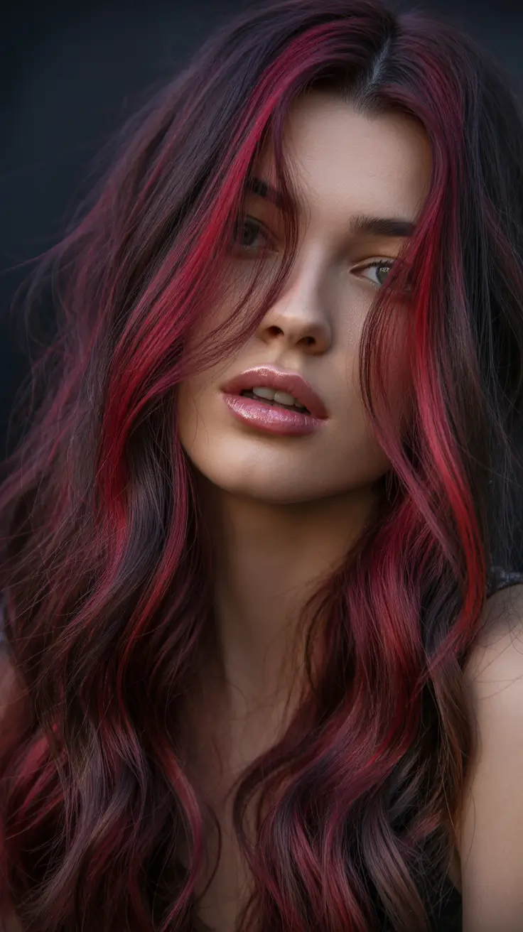 Dark Winter Hair Color Raspberry Noir Waves