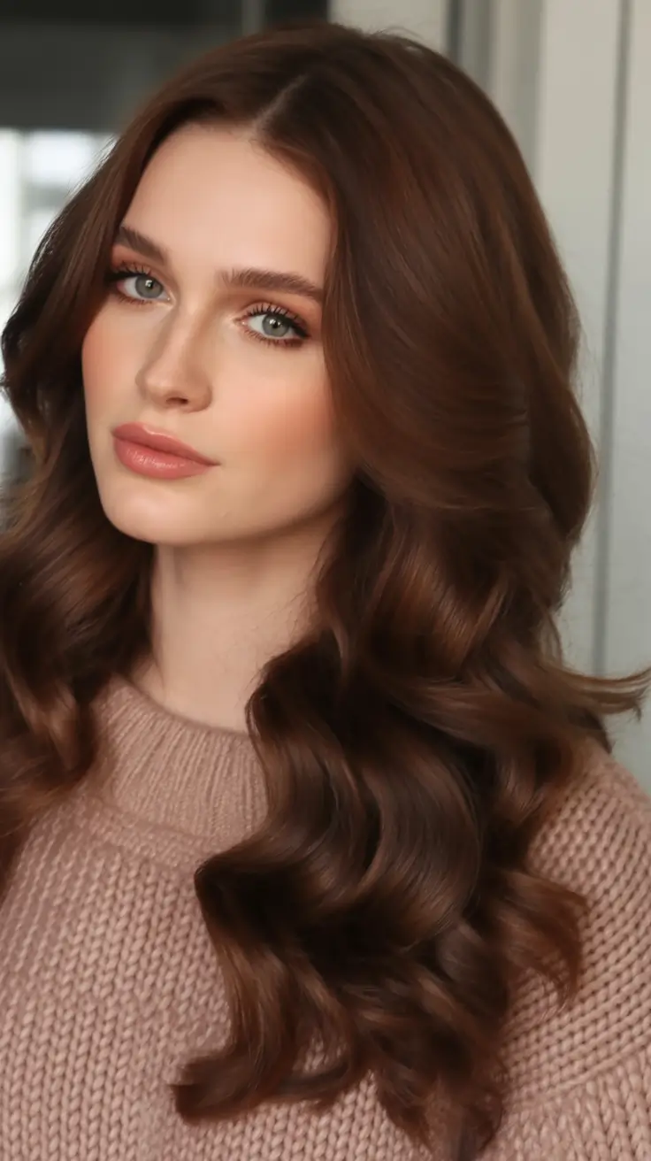 Dark Winter Hair Color Hazelnut Glow Curls