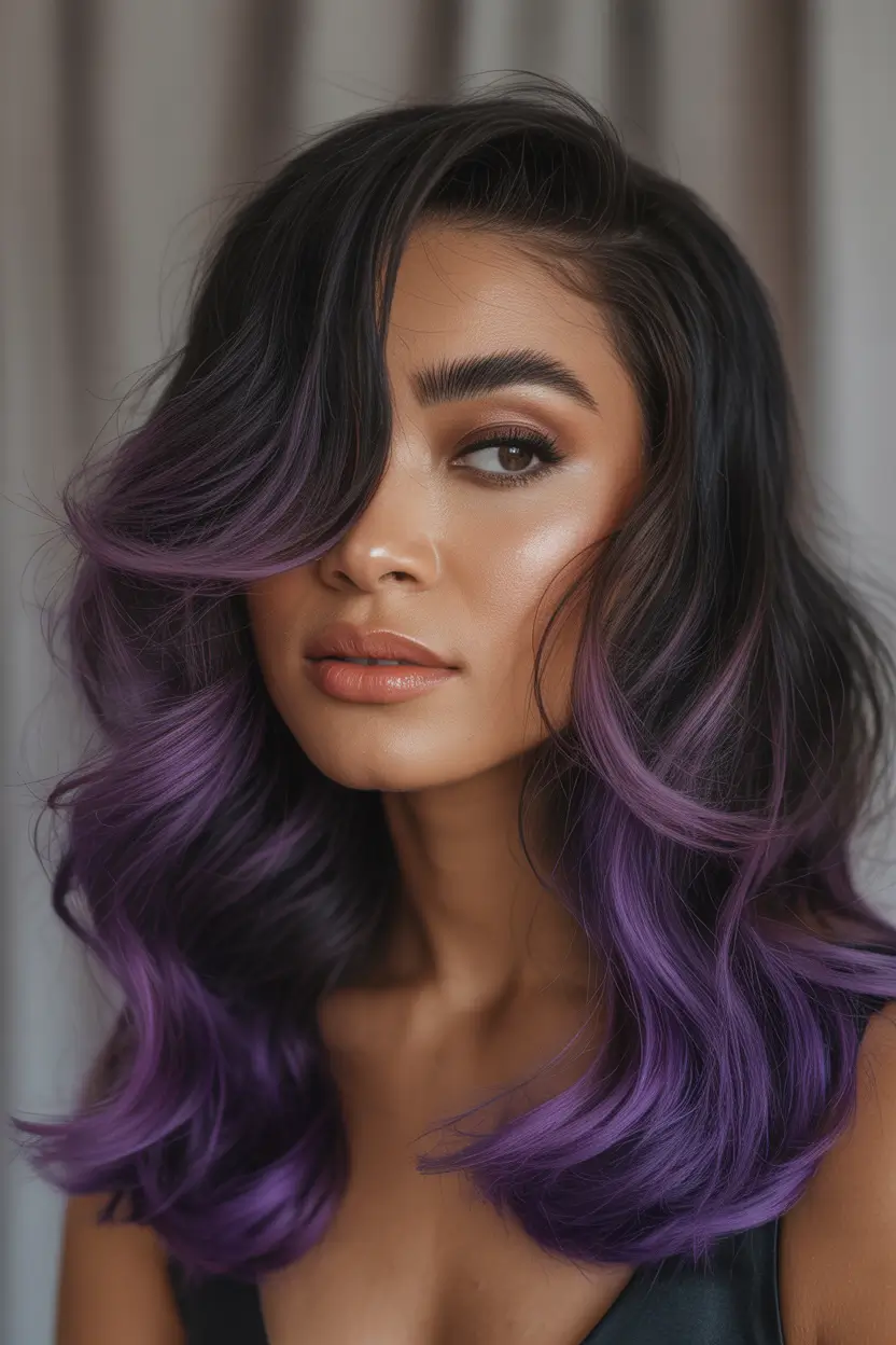 Dark Winter Hair Color Lavender Smoke Balayage