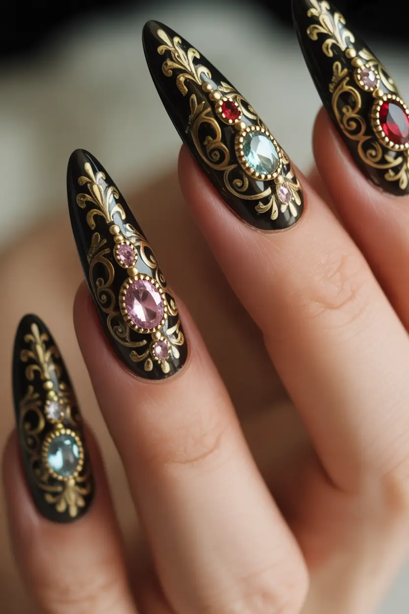 Dark Winter Nail Colors Baroque Gemstones