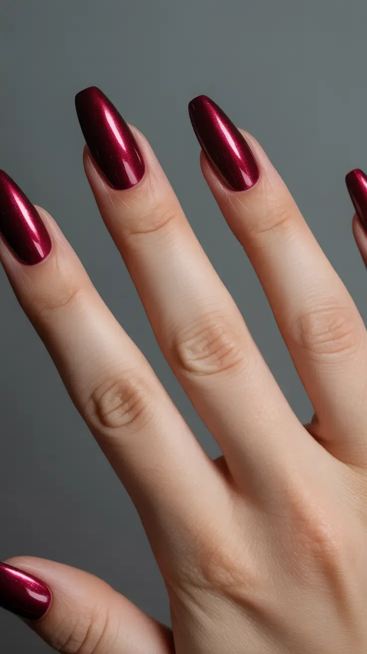 Dark Winter Nail Colors Metallic Garnet Shine
