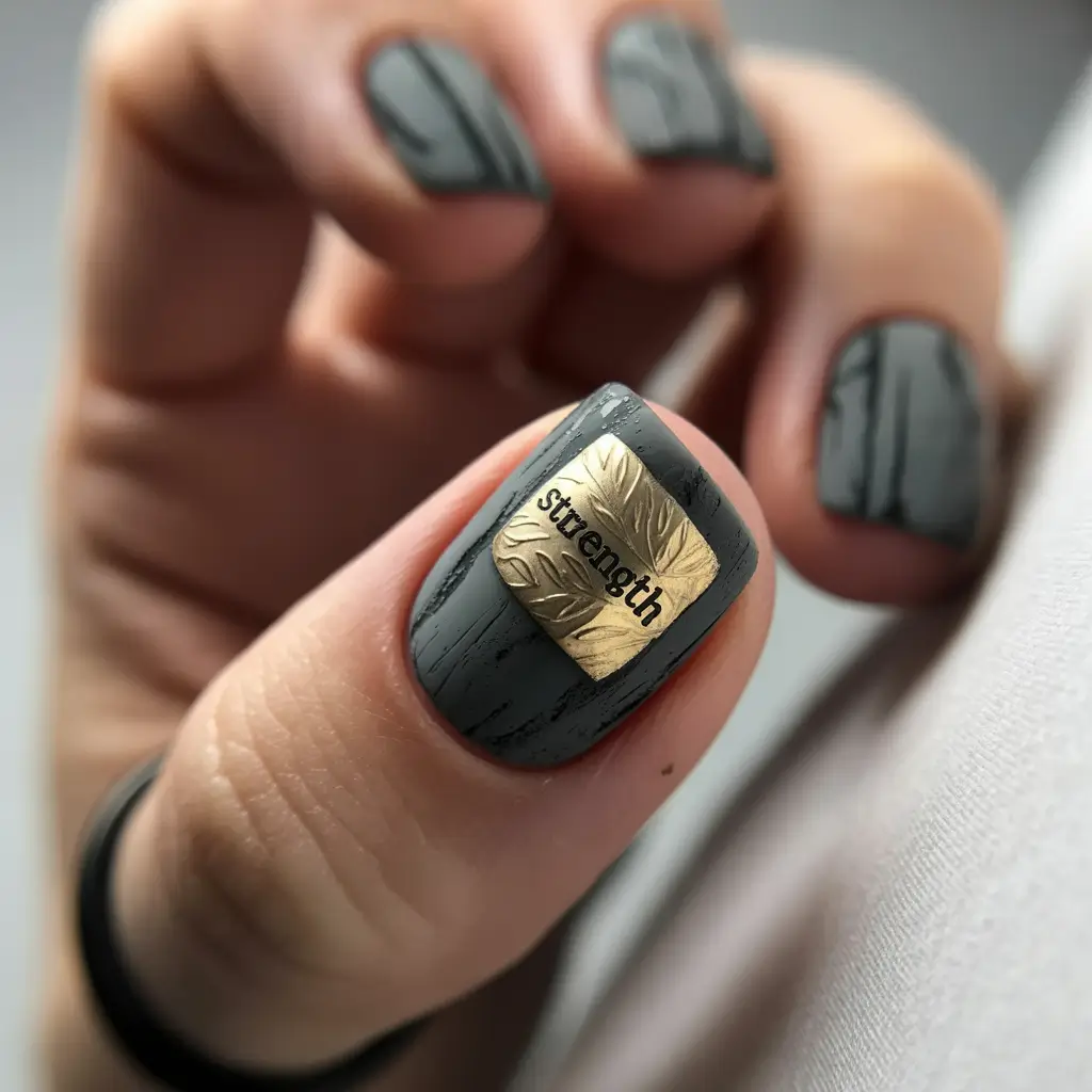 dark winter nails Grey Strength Minimalism