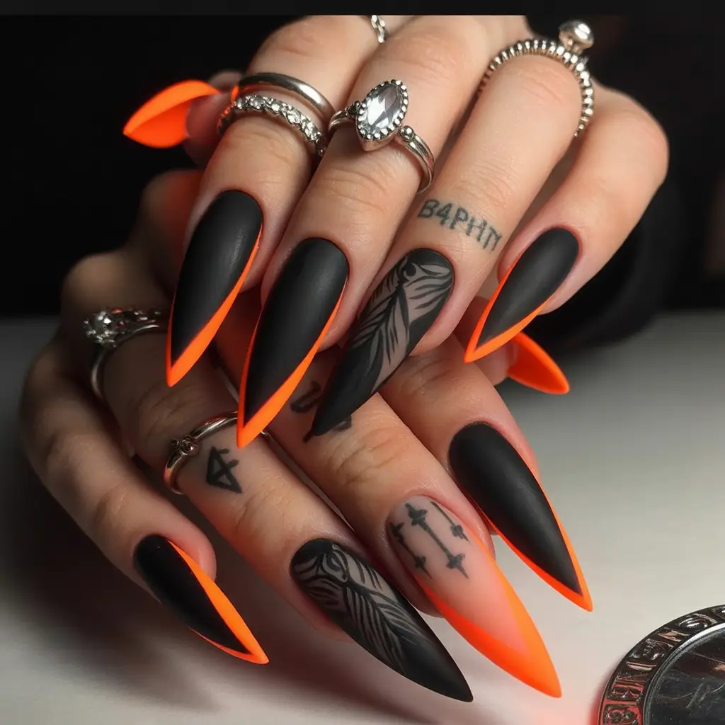 dark winter nails Neon Ember Drama