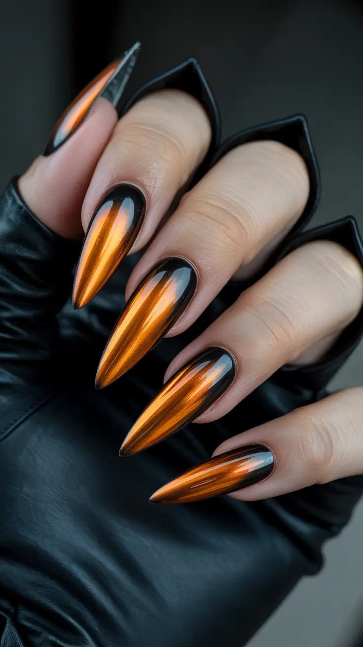 dark winter nails Molten Copper Illusion