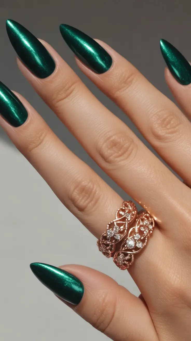 dark winter nails Emerald Luxe