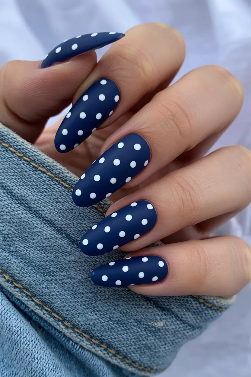 dark winter nails Midnight Polka Charm