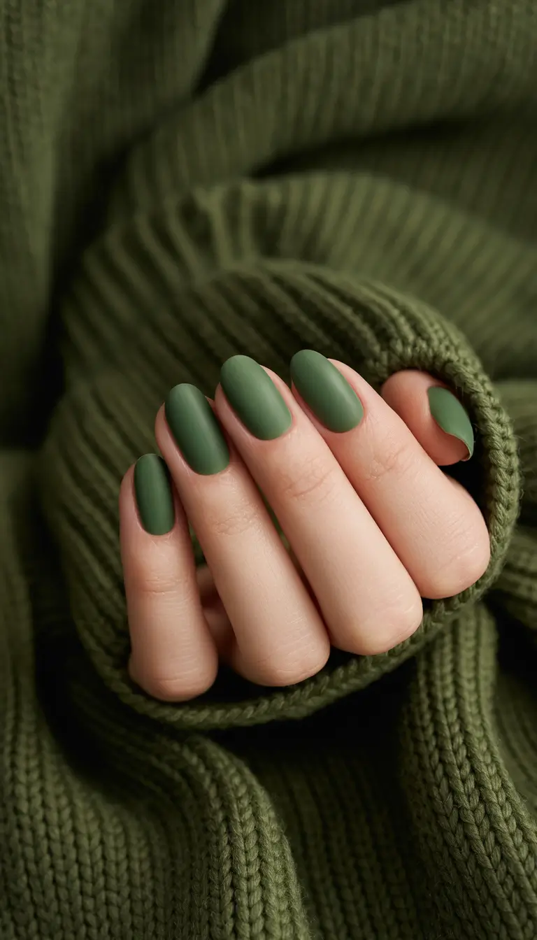 dark winter nails Olive Knit Calm