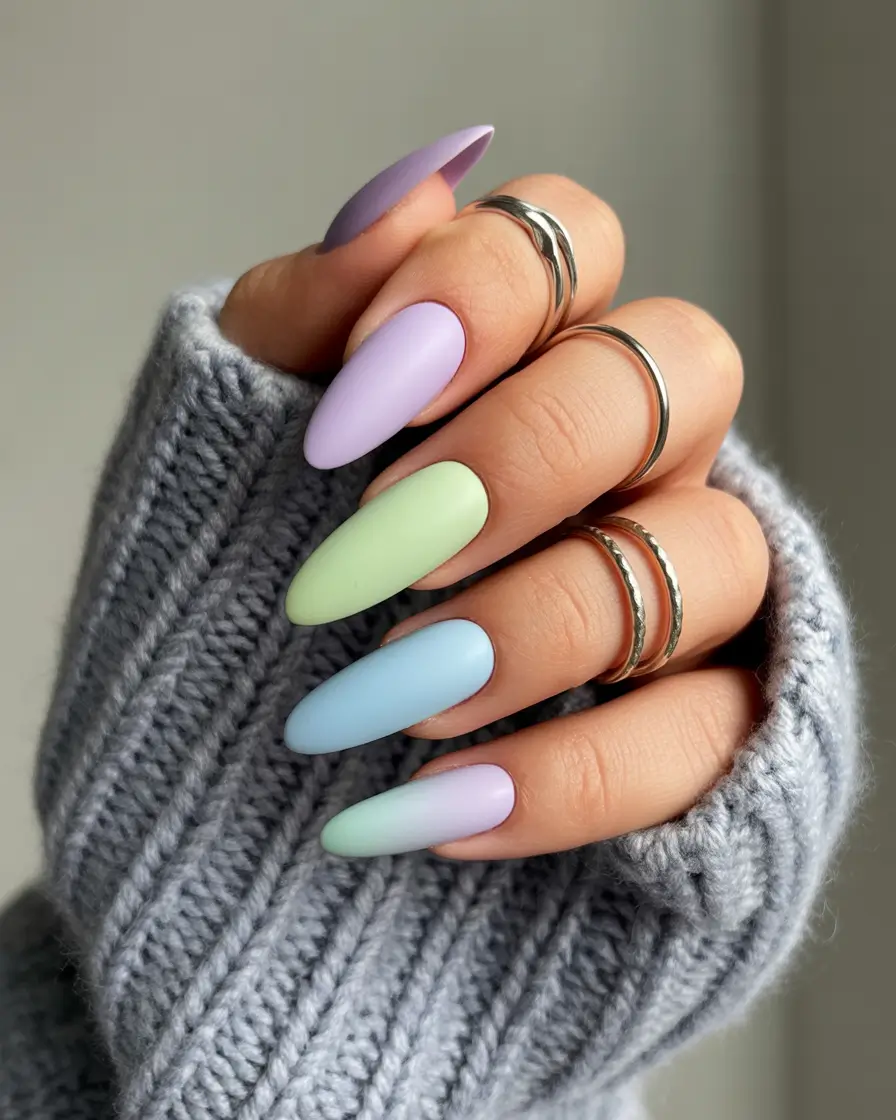 Dip Nail Ideas Frosted Pastel Mix